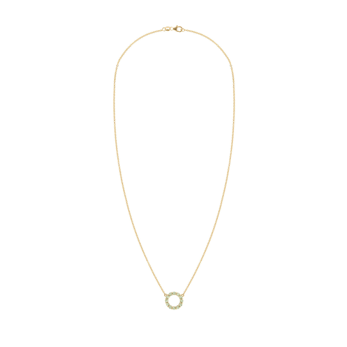 Rosecliff Small Circle Peridot Necklace in 14k Gold (August)