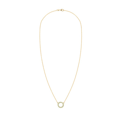 Rosecliff Small Circle Peridot Necklace in 14k Gold (August)
