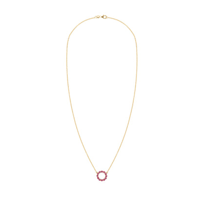 Rosecliff Small Circle Ruby Necklace in 14k Gold (July)