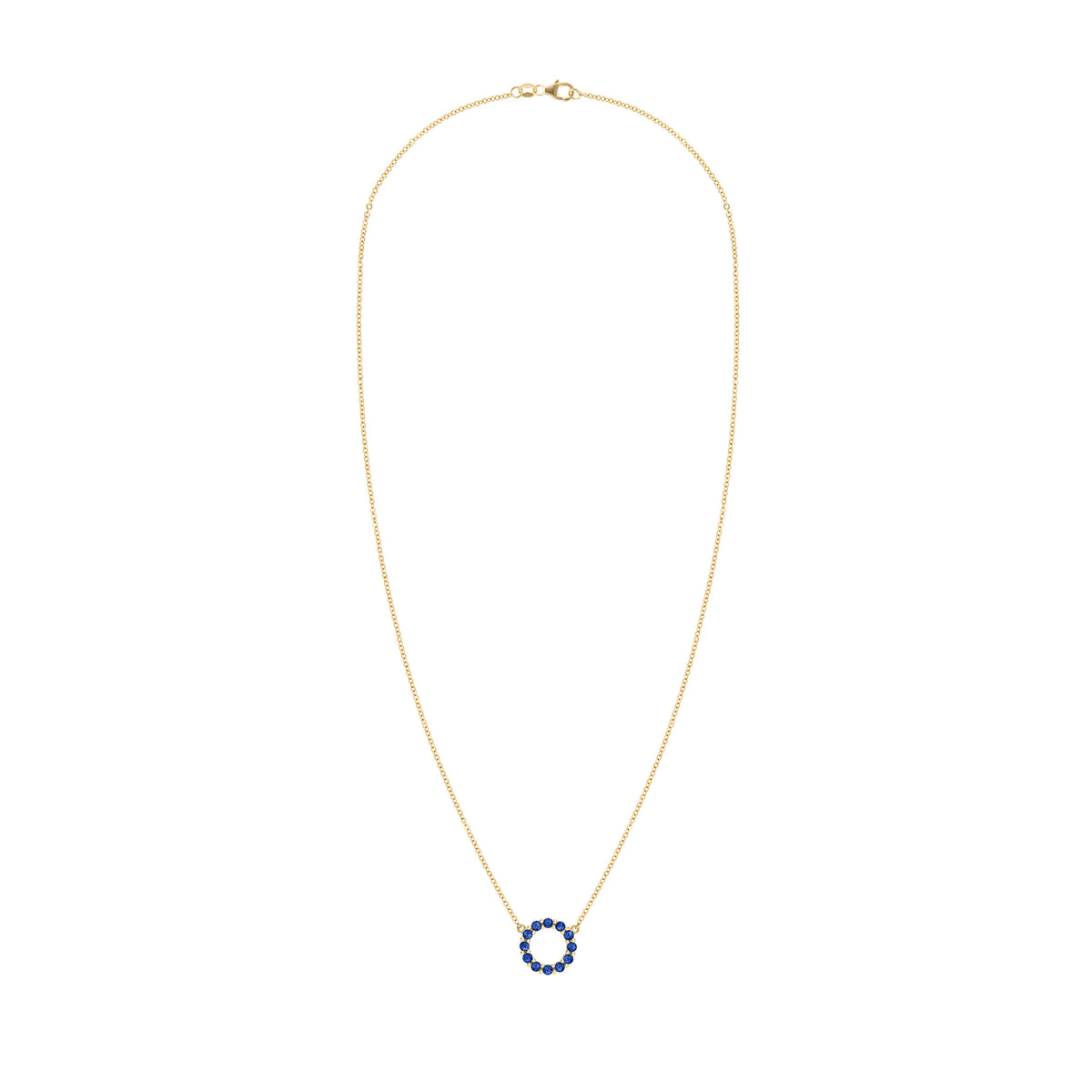 Rosecliff Small Circle Sapphire Necklace in 14k Gold (September)