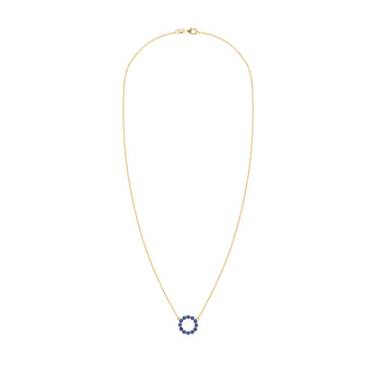 Rosecliff Small Circle Sapphire Necklace in 14k Gold (September)