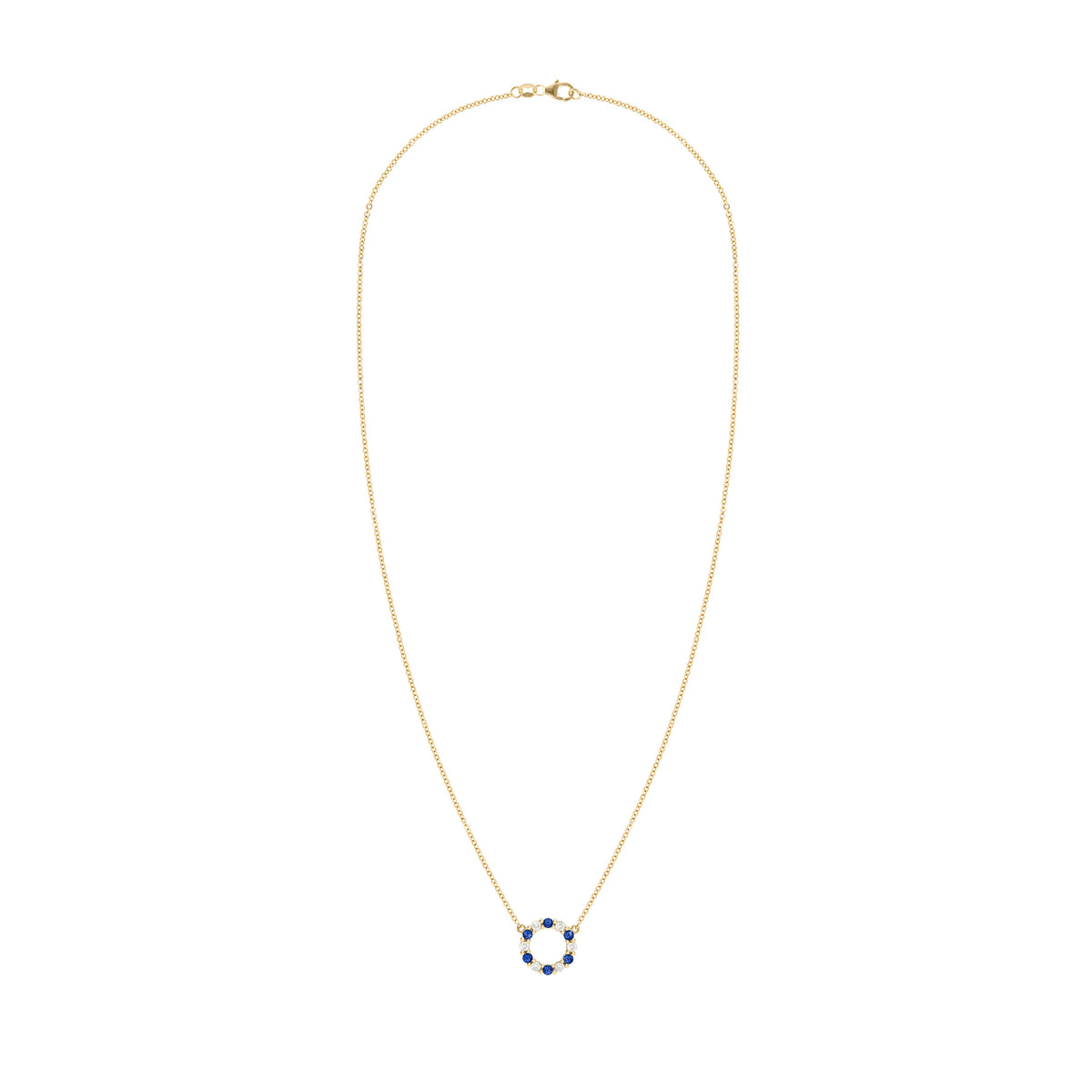 Rosecliff Small Circle Diamond & Sapphire Necklace in 14k Gold (September)