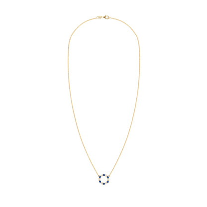 Rosecliff Small Circle Diamond & Sapphire Necklace in 14k Gold (September)