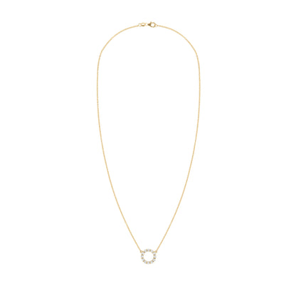 Rosecliff Small Circle White Topaz Necklace in 14k Gold (April)