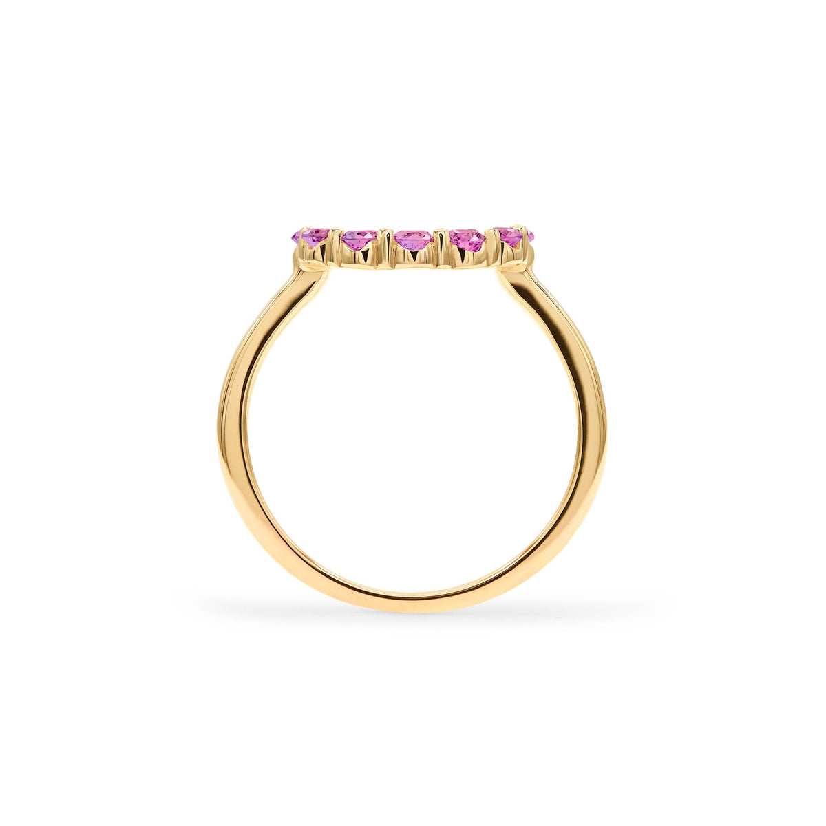 Rosecliff Small Circle Pink Sapphire Ring in 14k Gold (October)