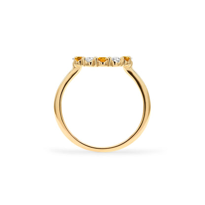 Rosecliff Small Circle Diamond & Citrine Ring in 14k Gold (November)