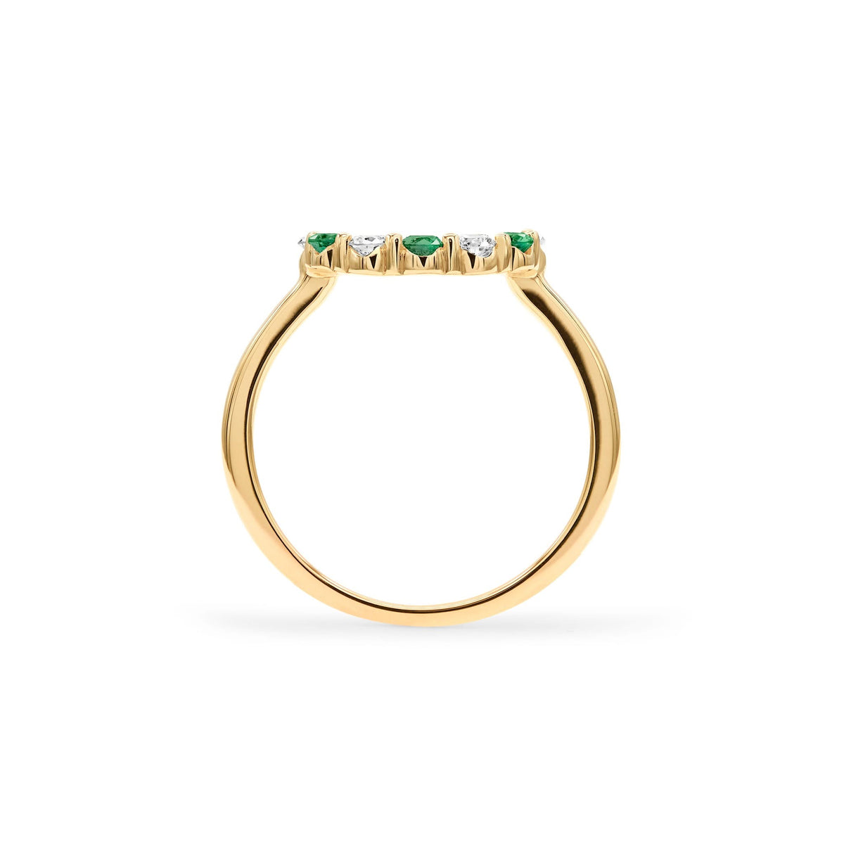 Rosecliff Small Circle Diamond & Emerald Ring in 14k Gold (May)