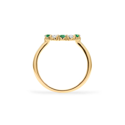 Rosecliff Small Circle Diamond & Emerald Ring in 14k Gold (May)
