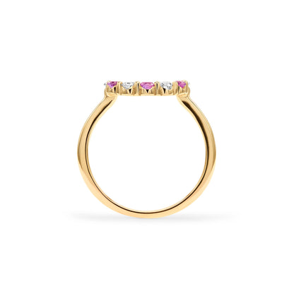 Rosecliff Small Circle Diamond & Pink Sapphire Ring in 14k Gold (October)
