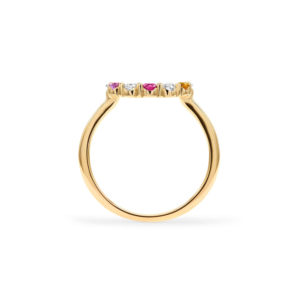Rainbow Rosecliff Small Circle Ring with Diamonds in 14k Gold