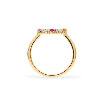 Rainbow Rosecliff Small Circle Ring with Diamonds in 14k Gold