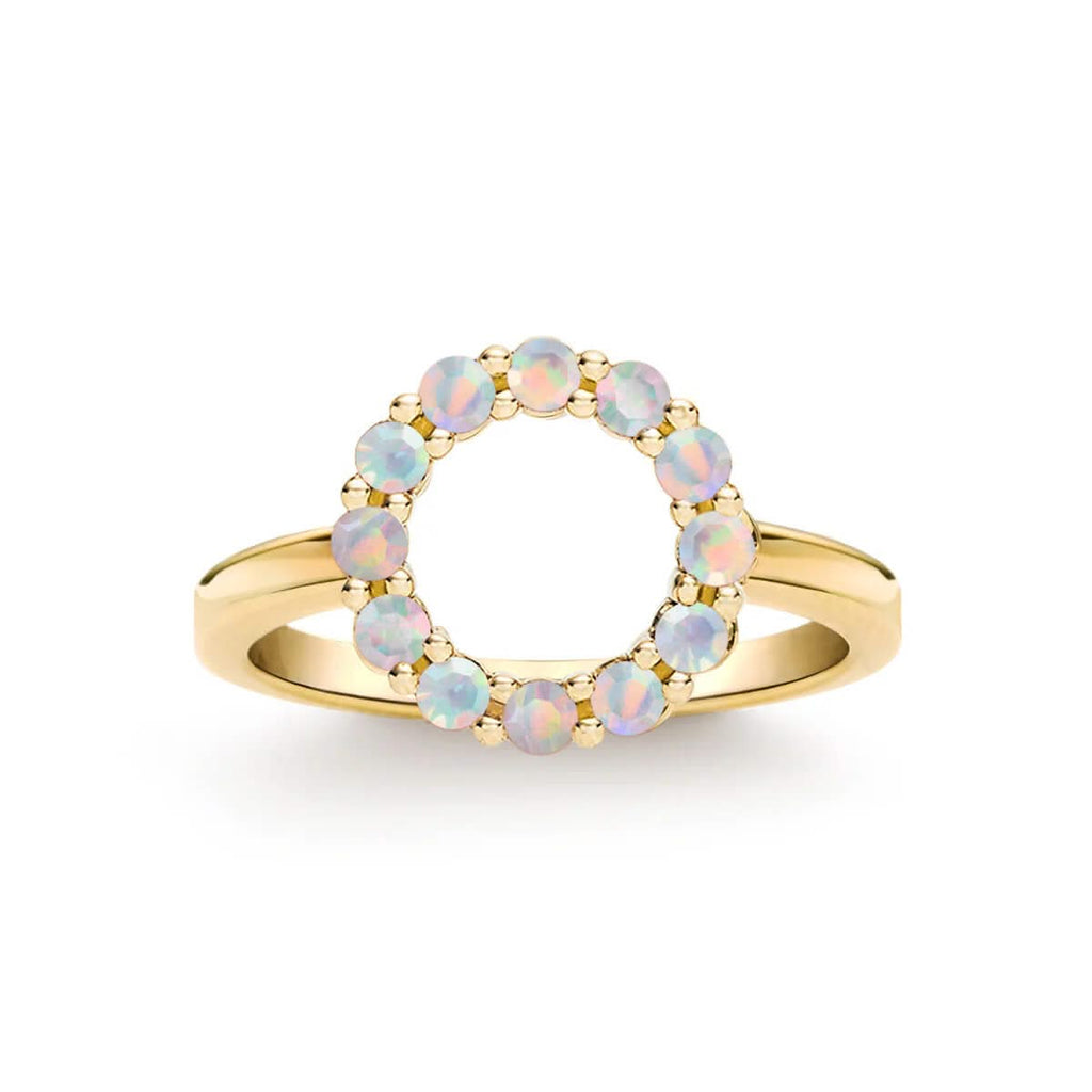 Rosecliff Small Circle Opal Ring in 14k Gold (October)