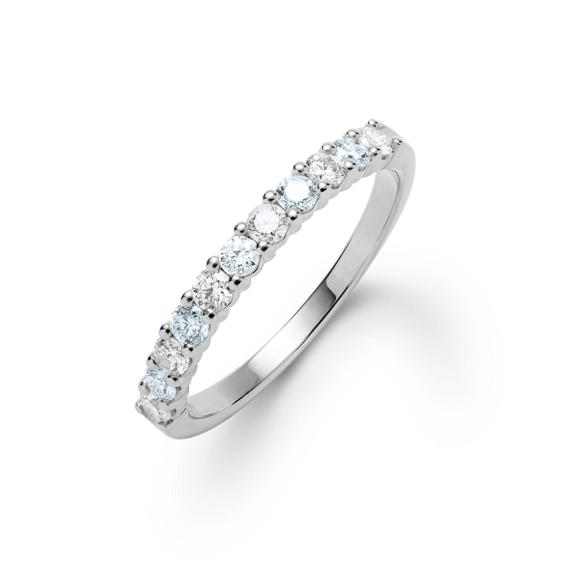 Rosecliff Diamond & Aquamarine Stackable Ring in 14k Gold (March)