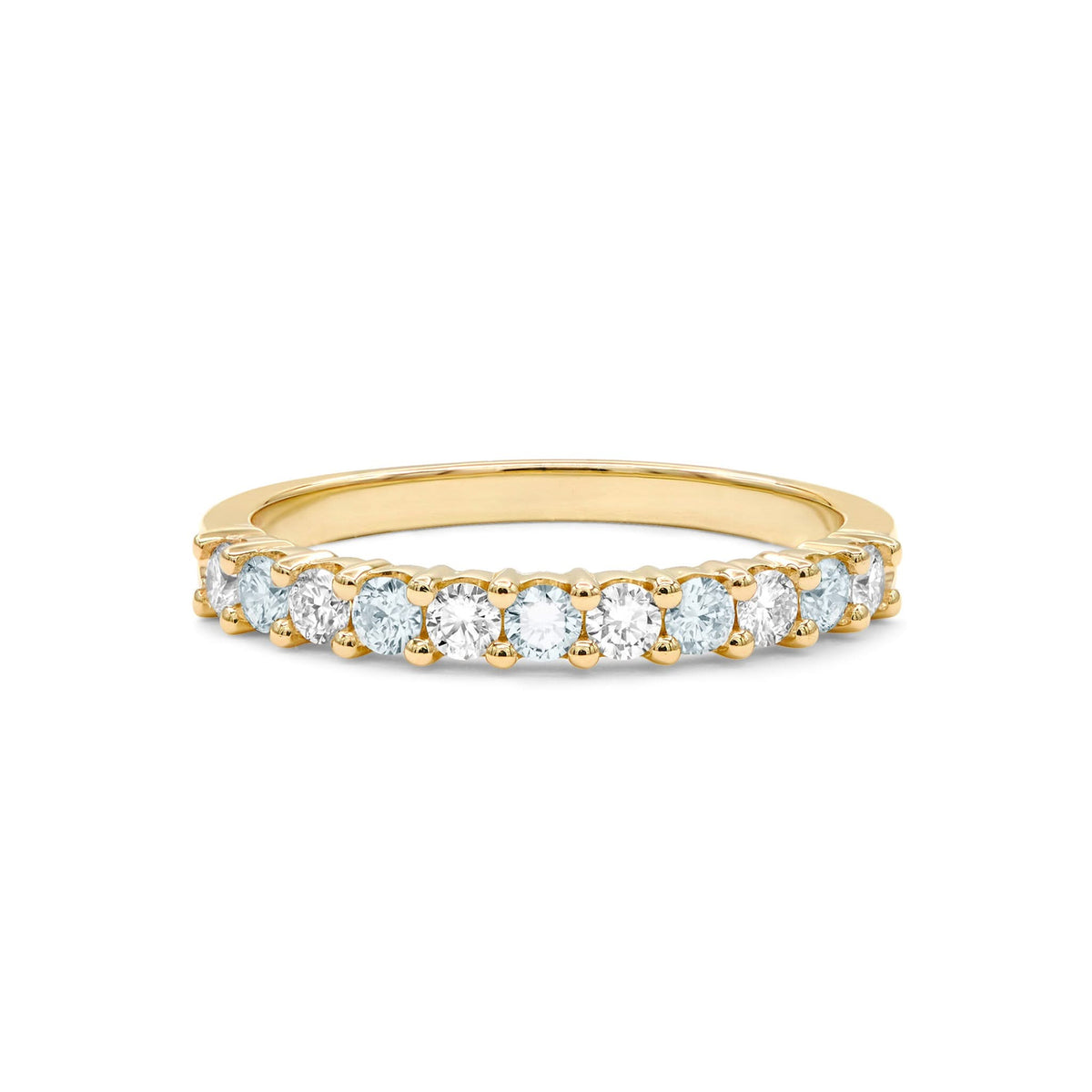 Rosecliff Diamond & Aquamarine Stackable Ring in 14k Gold (March)