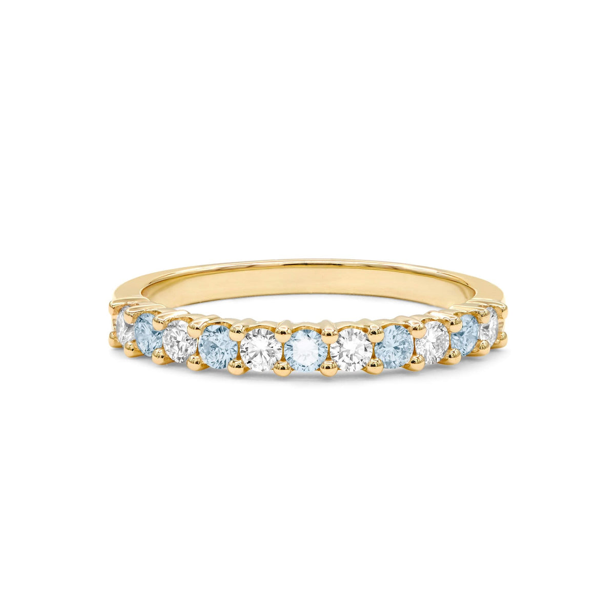 Rosecliff Diamond & Nantucket Blue Topaz Stackable Ring in 14k Gold (December)