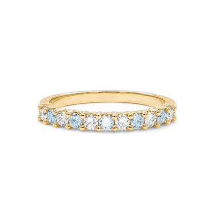 Rosecliff Diamond & Nantucket Blue Topaz Stackable Ring in 14k Gold (December)