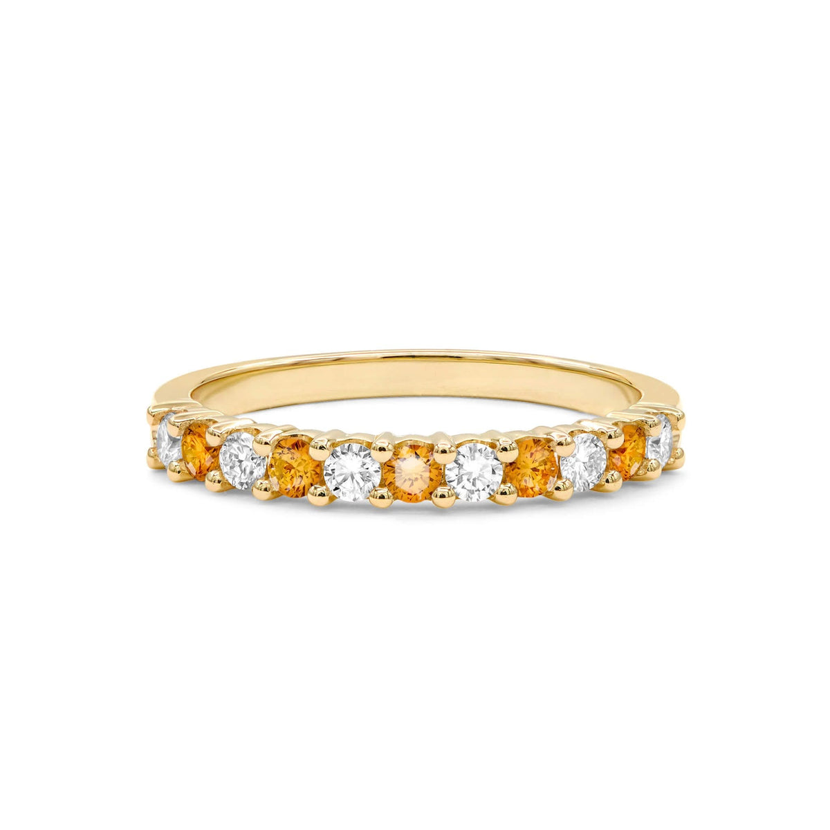 Rosecliff Diamond & Citrine Stackable Ring in 14k Gold (November)