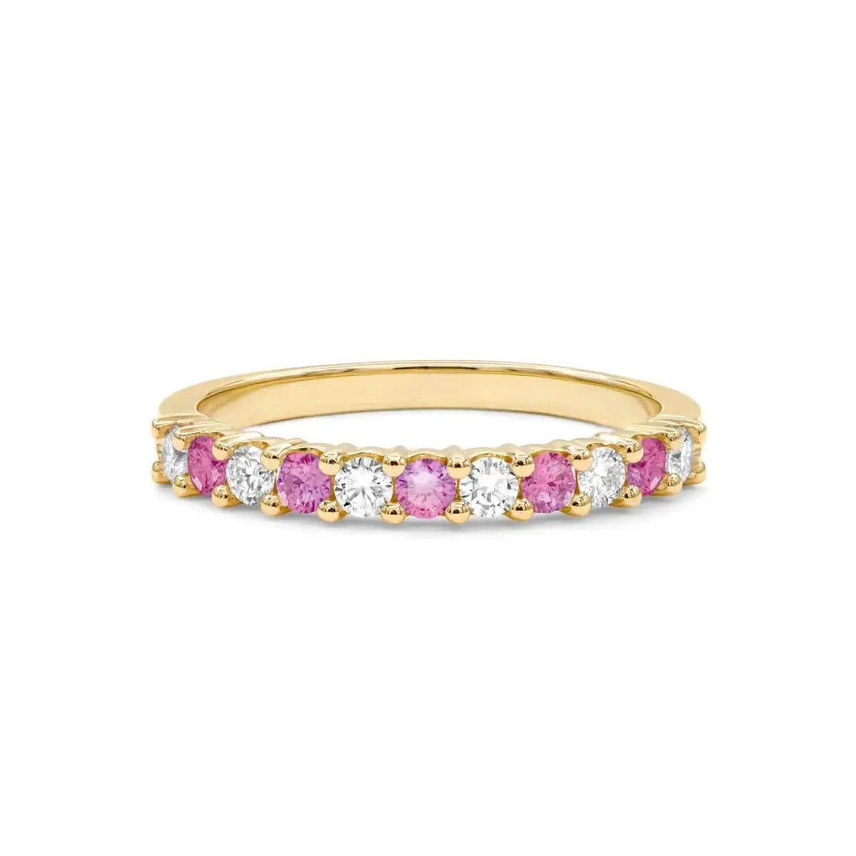 Rosecliff Diamond & Pink Sapphire Stackable Ring in 14k Gold (October)
