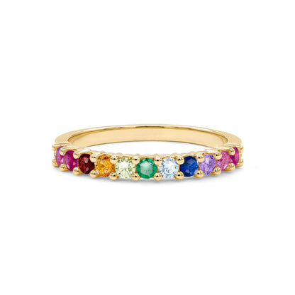 Rainbow Rosecliff Stackable Ring in 14k Gold
