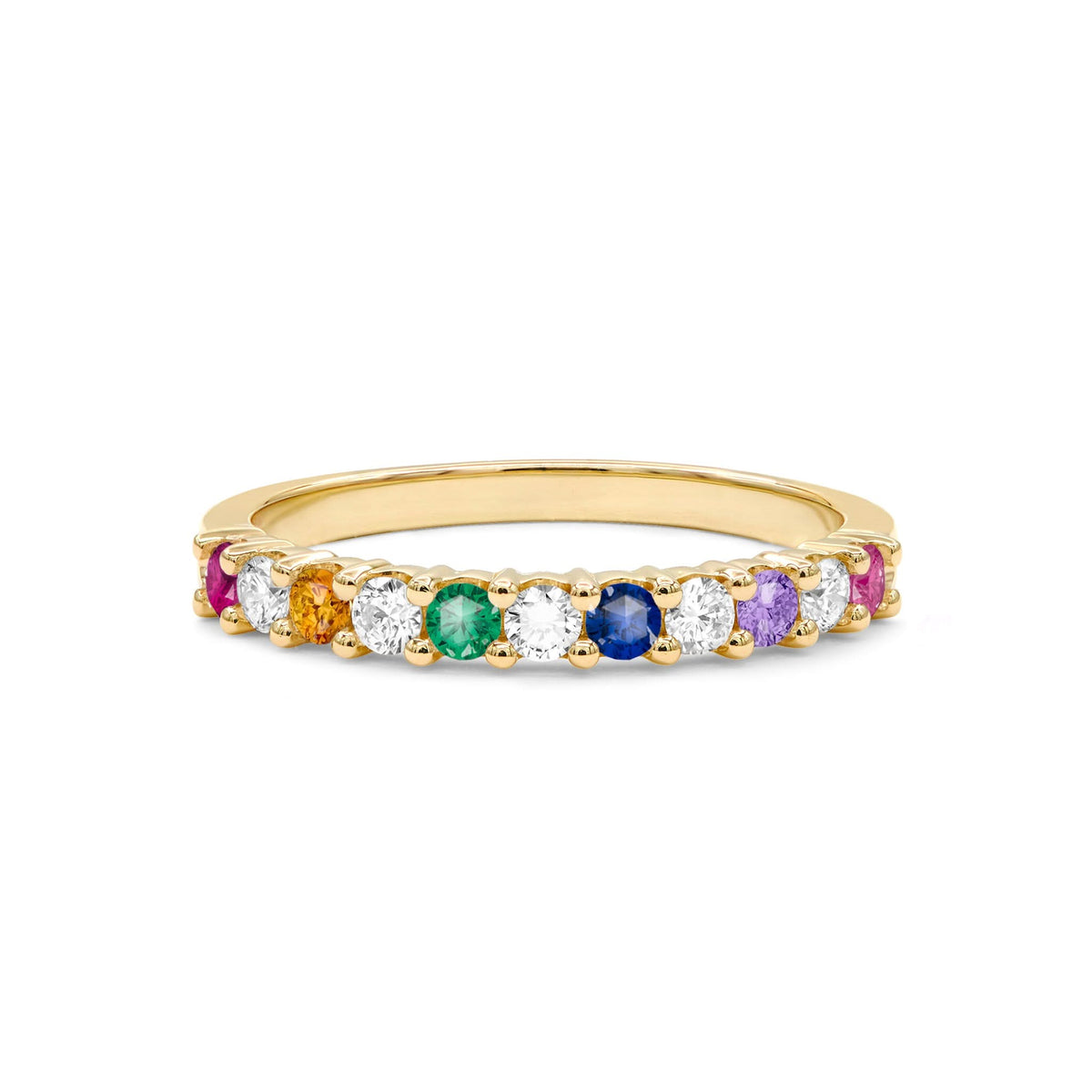 Rainbow Rosecliff Stackable Ring with Diamonds in 14k Gold
