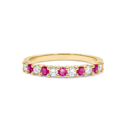 Rosecliff Diamond & Ruby Stackable Ring in 14k Gold (July)