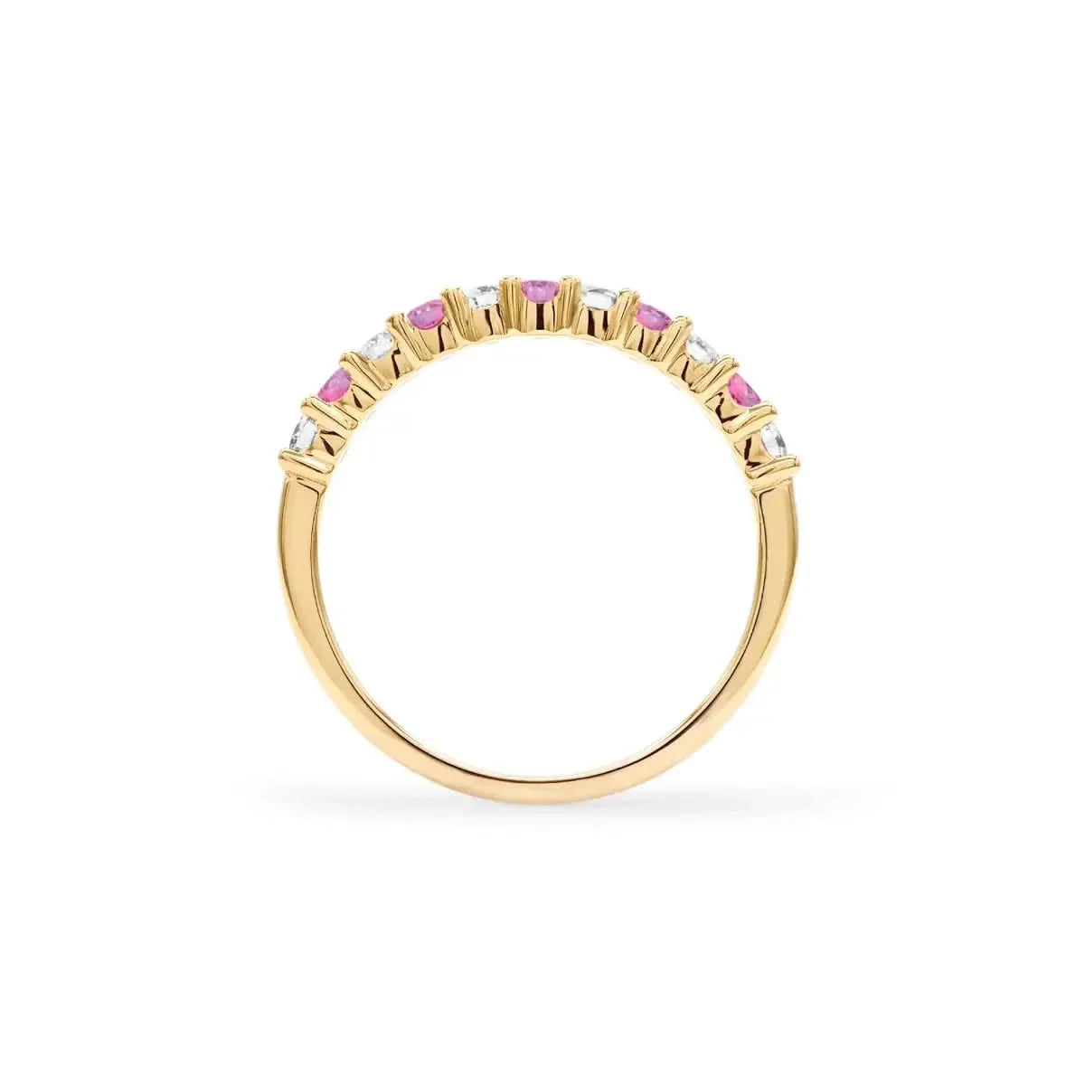 Rosecliff Diamond & Pink Sapphire Stackable Ring in 14k Gold (October)