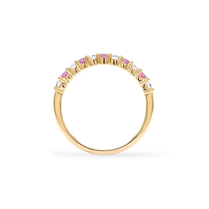 Rosecliff Diamond & Pink Sapphire Stackable Ring in 14k Gold (October)