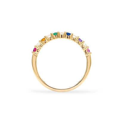 Rainbow Rosecliff Stackable Ring with Diamonds in 14k Gold