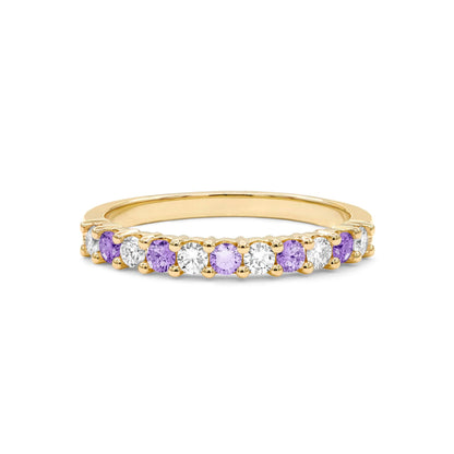 Rosecliff Diamond & Amethyst Stackable Ring in 14k Gold (February)