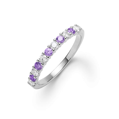 Rosecliff Diamond & Amethyst Stackable Ring in 14k Gold (February)