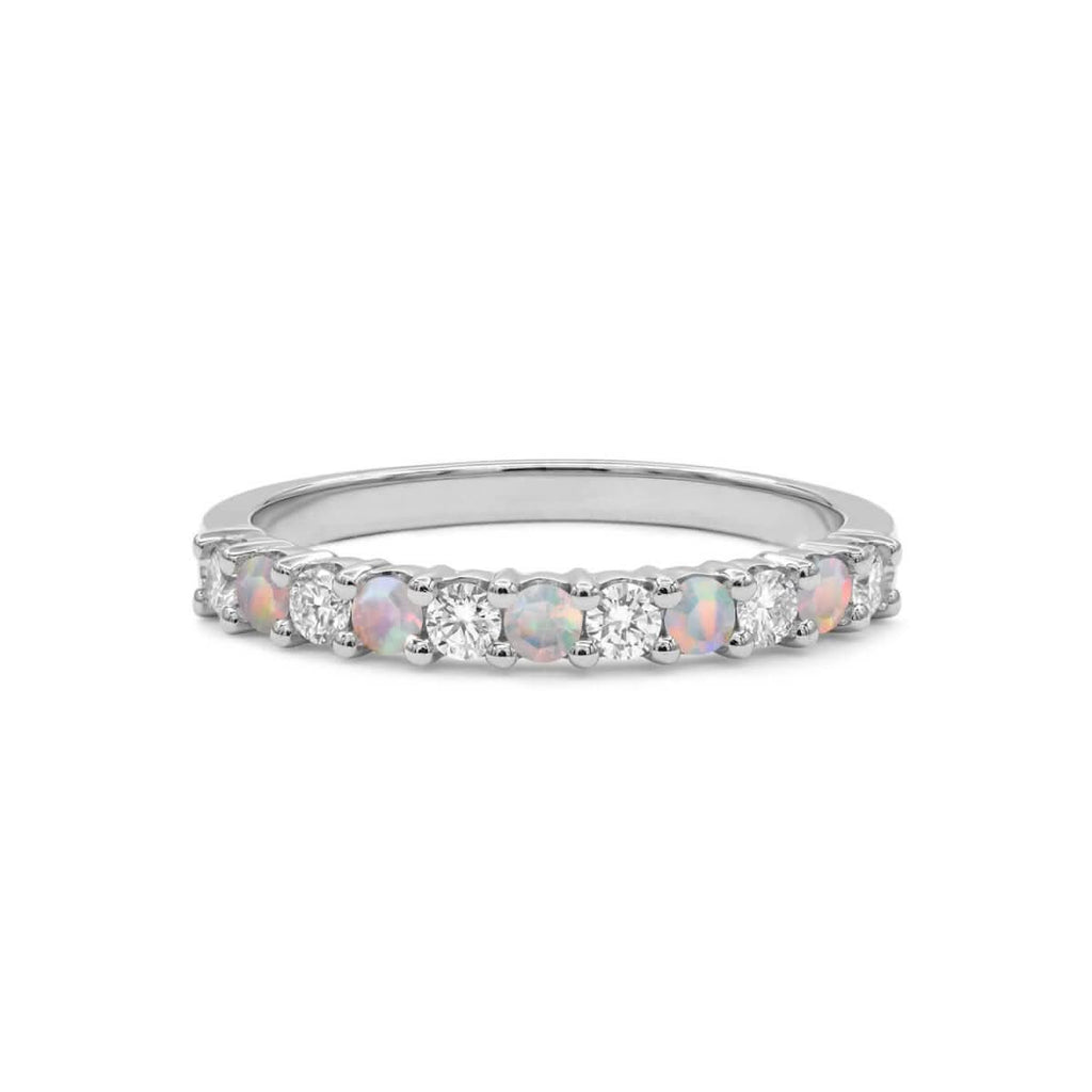 Rosecliff Diamond & Opal Stackable Ring in 14k Gold (October)