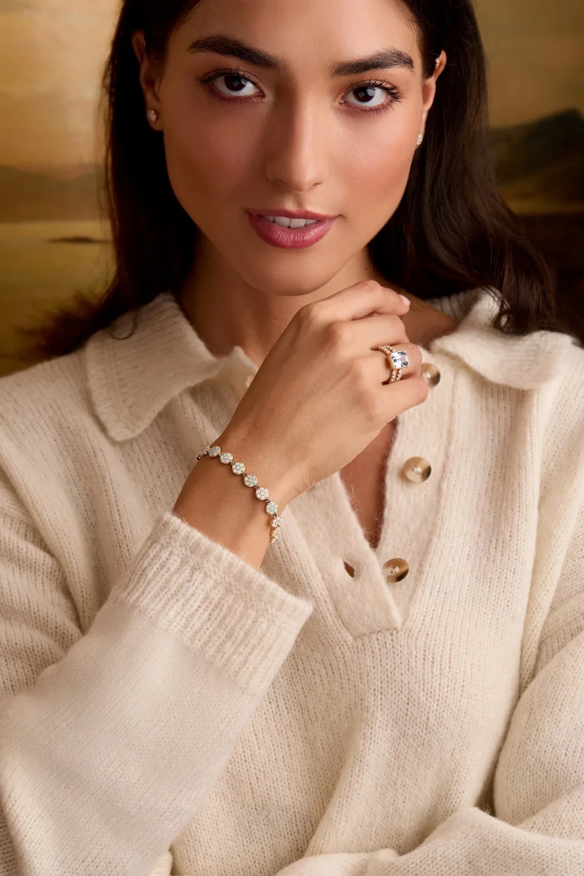 Rosecliff Tennis Opal Bracelet in 14k Gold (October)