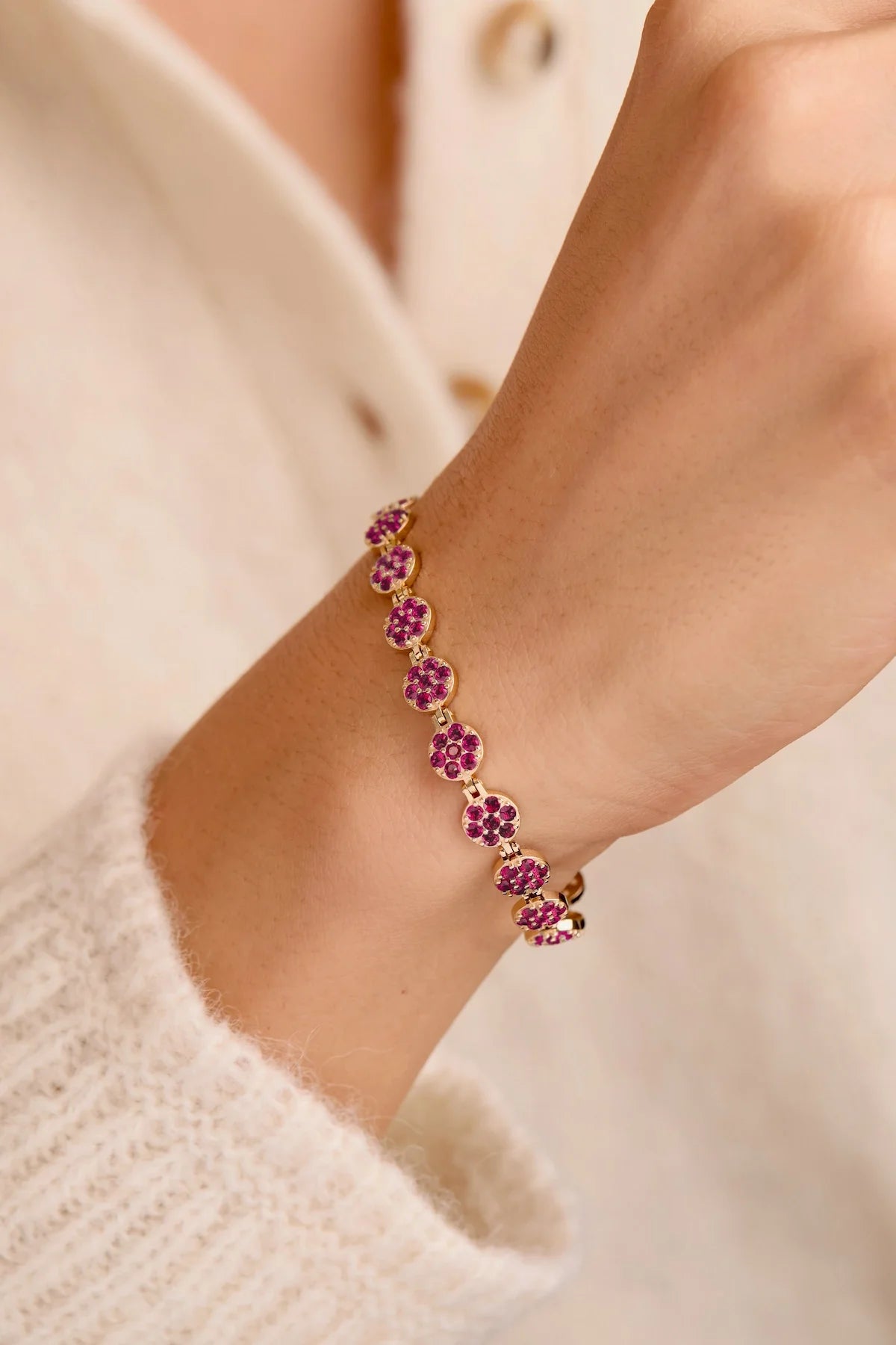 Rosecliff Tennis Ruby Bracelet in 14k Gold (July)