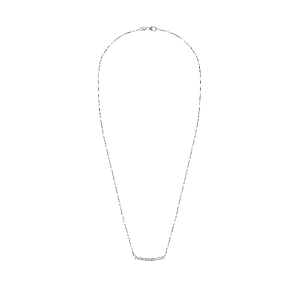 Rosecliff Diamond & Opal Bar Necklace in 14k Gold (October)
