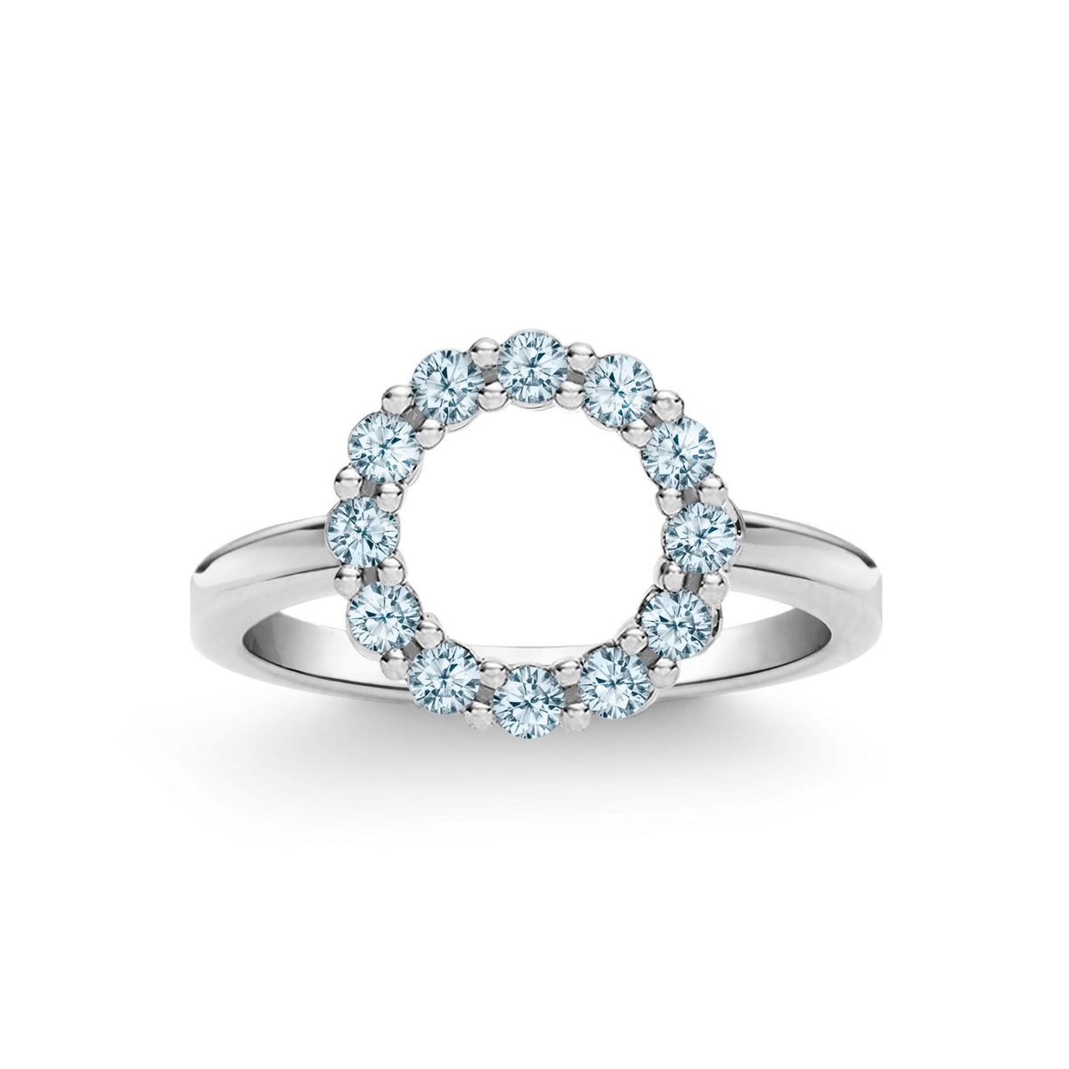 Rosecliff Small Circle Nantucket Blue Topaz Ring in 14k Gold (December)
