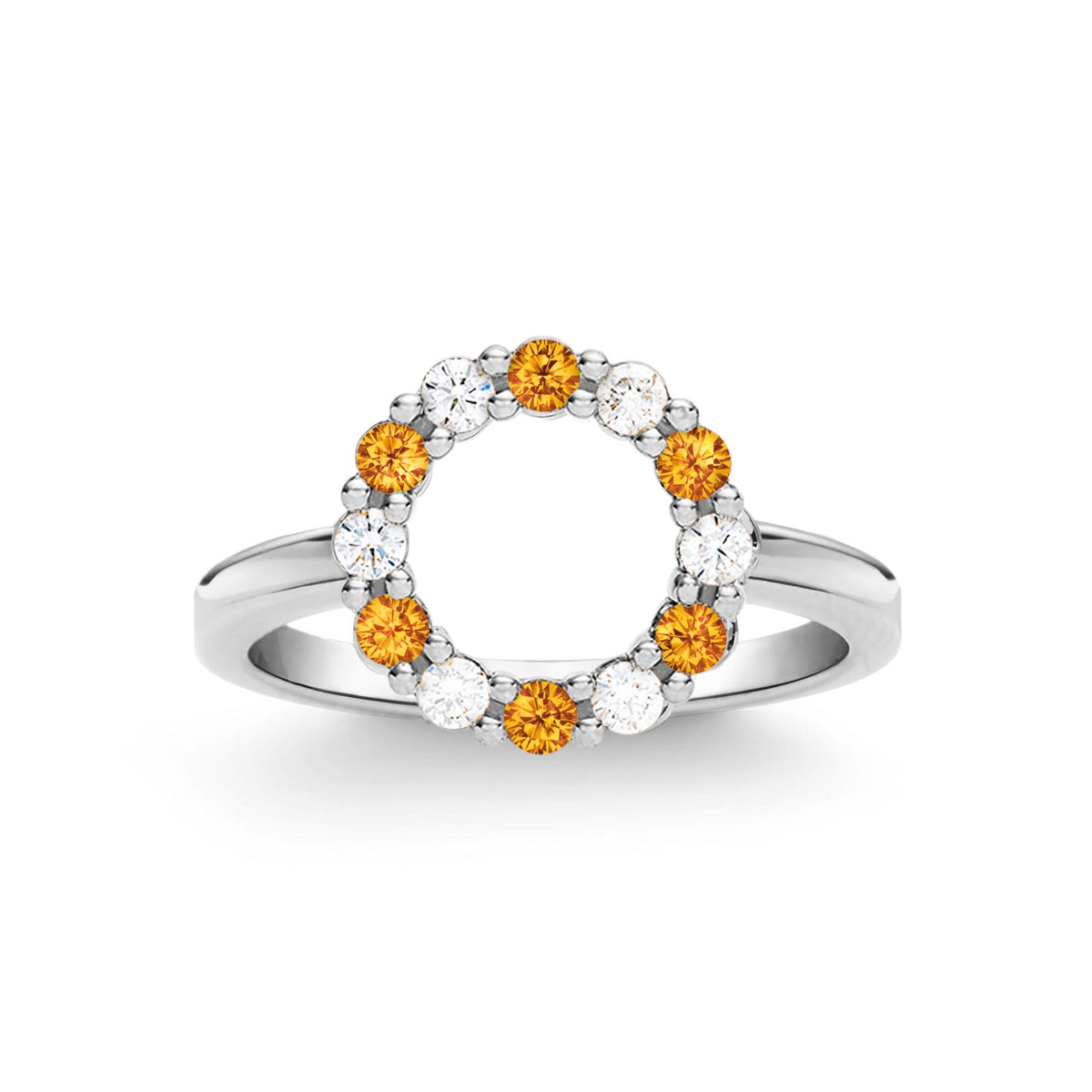 Rosecliff Small Circle Diamond & Citrine Ring in 14k Gold (November)