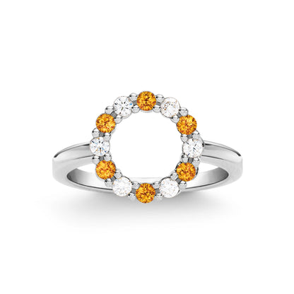 Rosecliff Small Circle Diamond & Citrine Ring in 14k Gold (November)