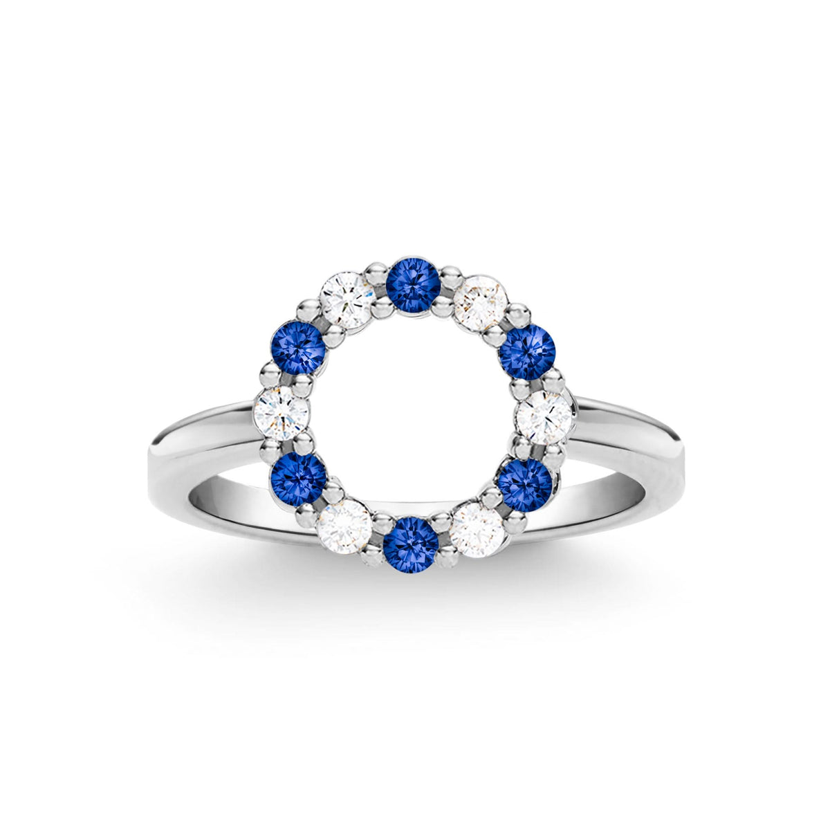 Rosecliff Small Circle Diamond & Sapphire Ring in 14k Gold (September)