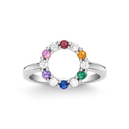 Rainbow Rosecliff Small Circle Ring with Diamonds in 14k Gold