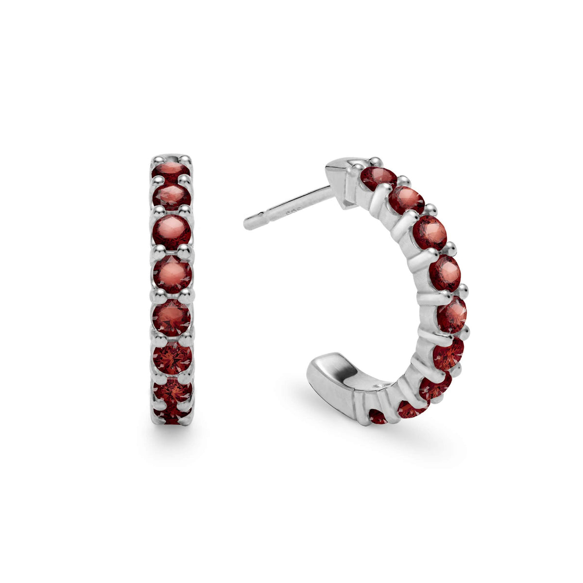 Rosecliff Garnet Huggie Hoop Earrings in 14k Gold (January)