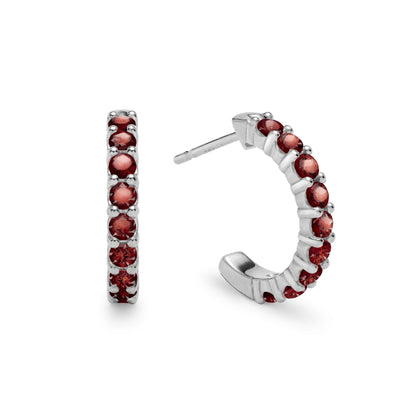 Rosecliff Garnet Huggie Hoop Earrings in 14k Gold (January)