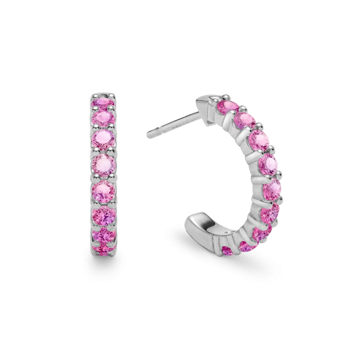 Rosecliff Pink Sapphire Huggie Hoop Earrings in 14k Gold (October)