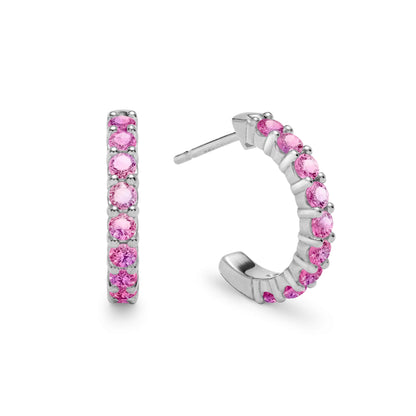 Rosecliff Pink Sapphire Huggie Hoop Earrings in 14k Gold (October)