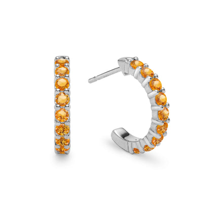Rosecliff Citrine Huggie Hoop Earrings in 14k Gold (November)