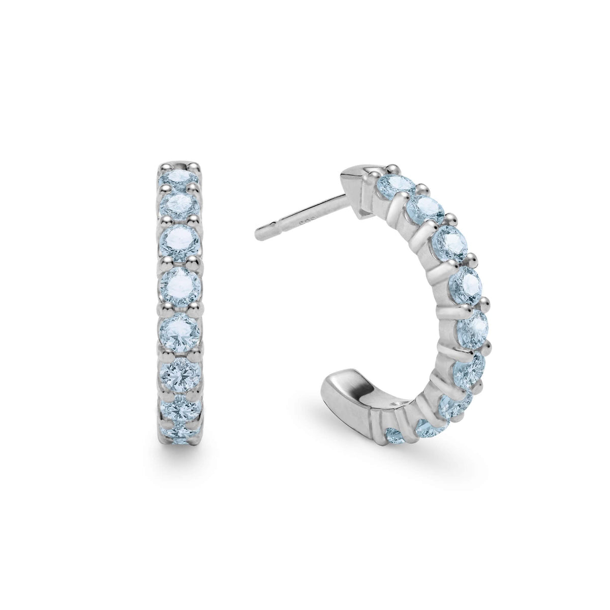 Rosecliff Nantucket Blue Topaz Huggie Hoop Earrings in 14k Gold (December)
