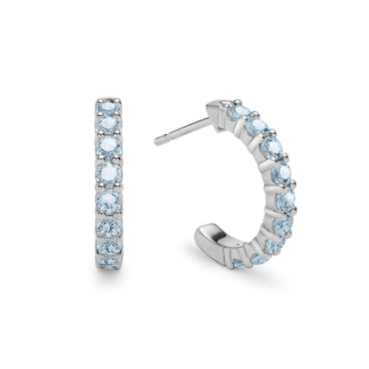 Rosecliff Nantucket Blue Topaz Huggie Hoop Earrings in 14k Gold (December)