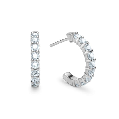Rosecliff Aquamarine Huggie Hoop Earrings in 14k Gold (March)
