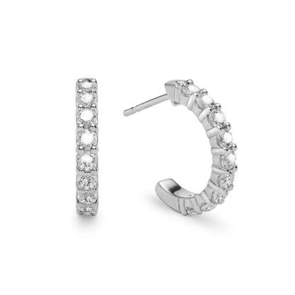 Rosecliff White Topaz Huggie Hoop Earrings in 14k Gold (April)