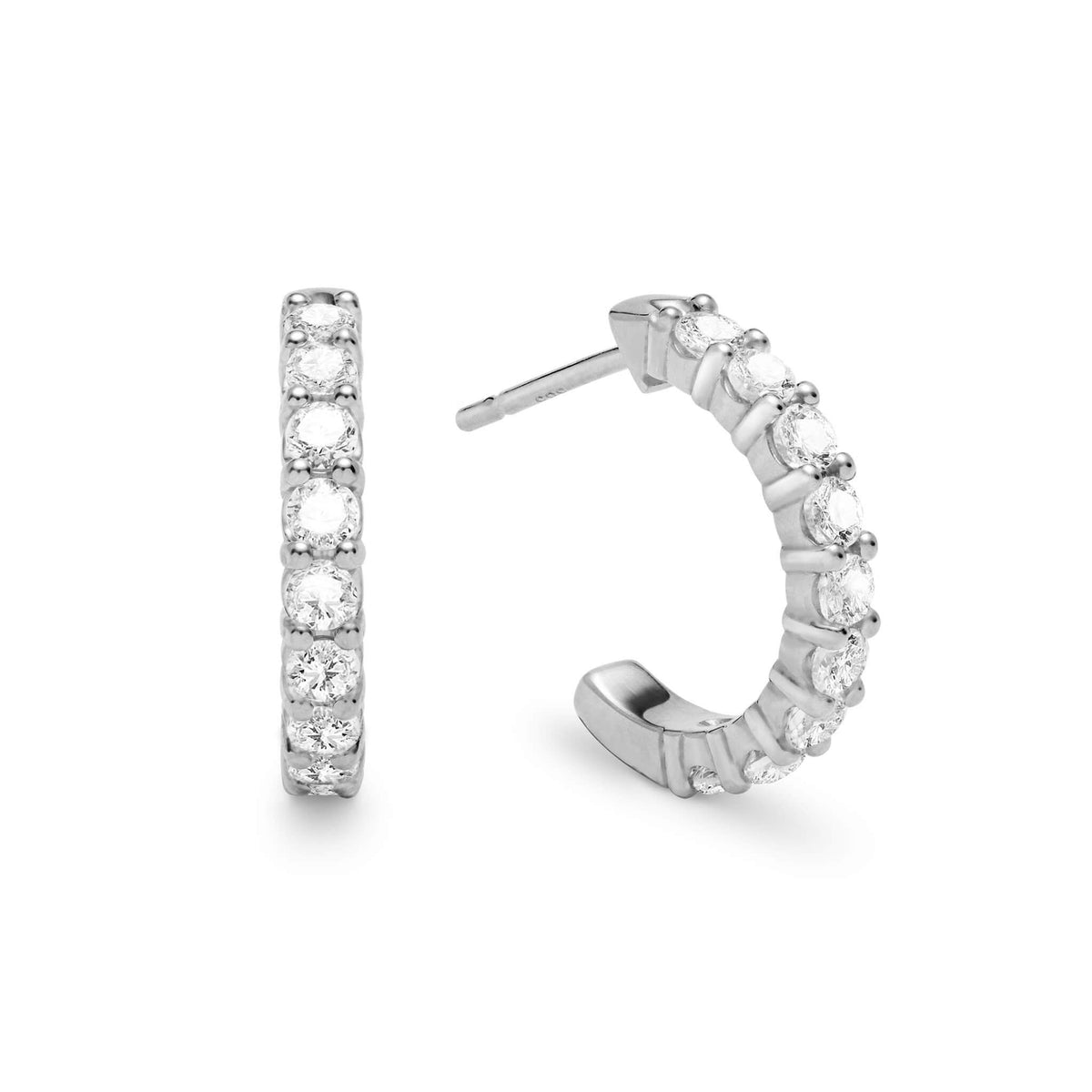 Rosecliff Diamond Huggie Hoop Earrings in 14k Gold (April)