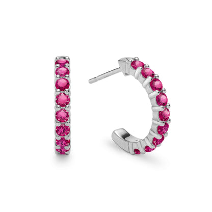 Rosecliff Ruby Huggie Hoop Earrings in 14k Gold (July)